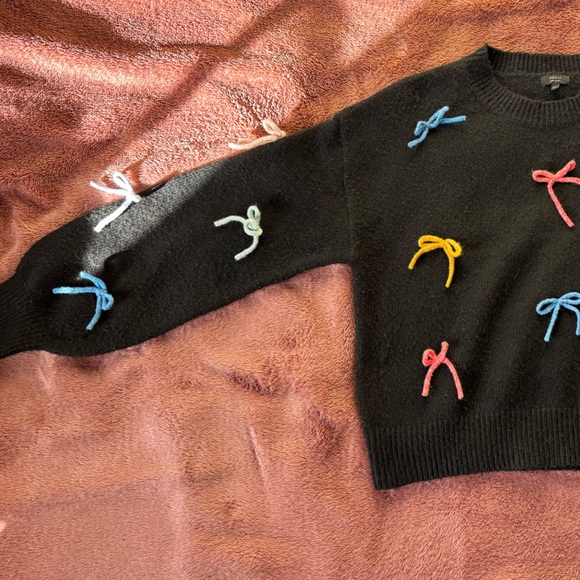 Debut Black Bow Sweater Colorful Coquette Knit - Picture 3 of 4